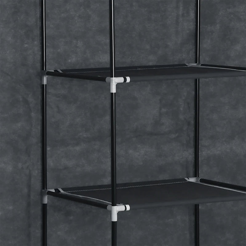 Wardrobe with Compartments and Rods Black 150x45x175 cm Fabric