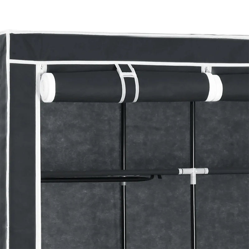 Wardrobe with Compartments and Rods Black 150x45x175 cm Fabric