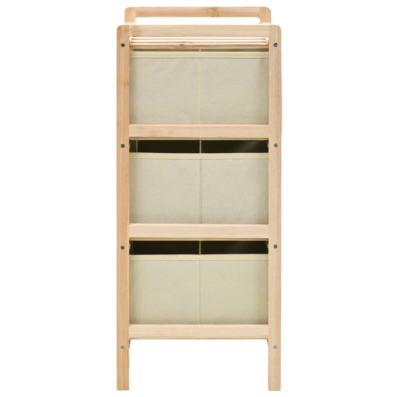 Storage Racks with 3 Fabric Baskets 2 pcs Beige Cedar Wood