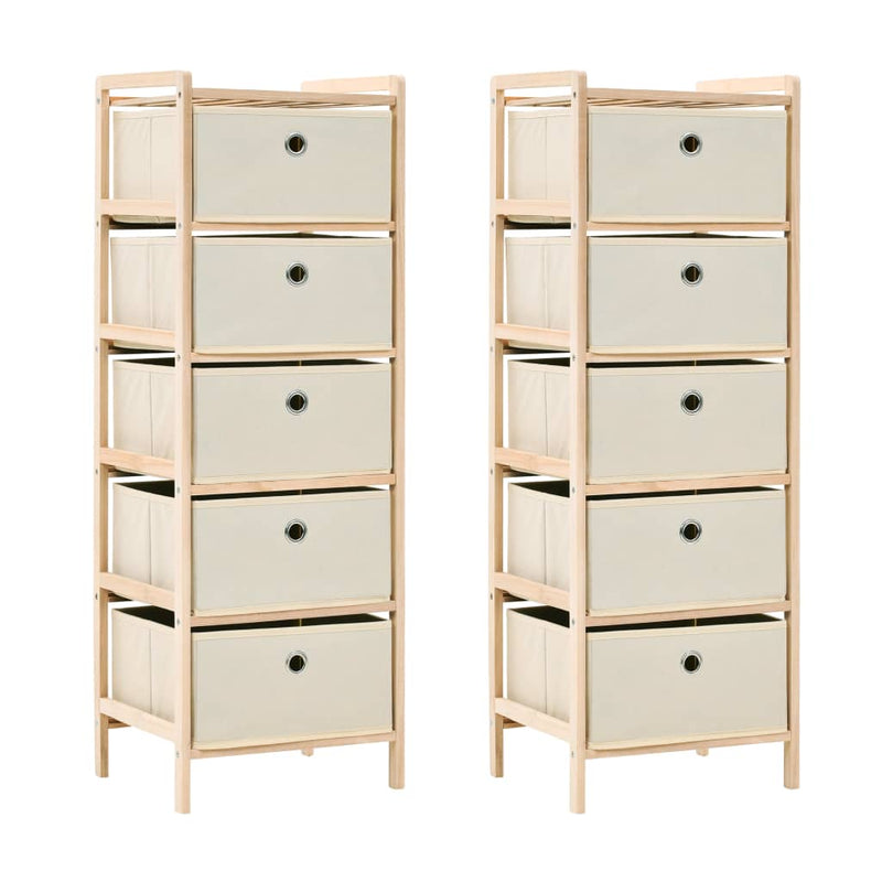 vidaXL Storage Racks with 5 Fabric Baskets 2 pcs Beige Cedar Wood