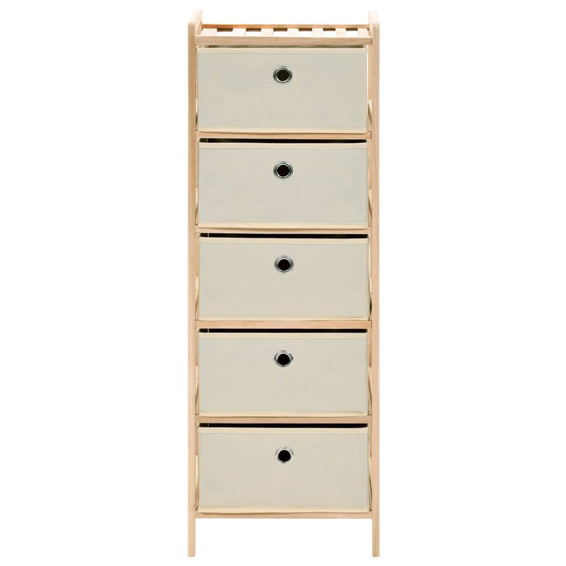 vidaXL Storage Racks with 5 Fabric Baskets 2 pcs Beige Cedar Wood