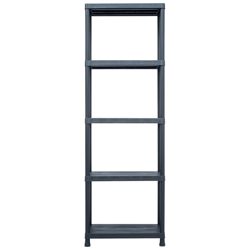 vidaXL Storage Shelf Racks 5 pcs Black 125 kg 60x30x180 cm Plastic