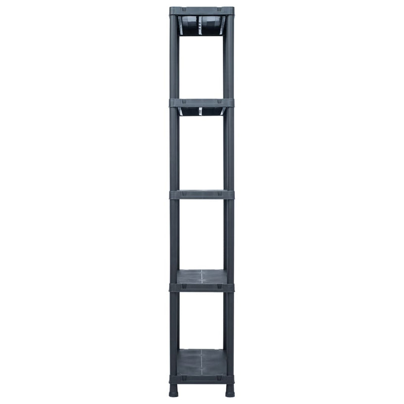 vidaXL Storage Shelf Racks 5 pcs Black 125 kg 60x30x180 cm Plastic