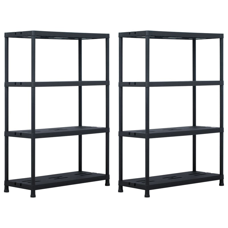 vidaXL Storage Shelf Racks 2 pcs Black 220 kg 90x40x138 cm Plastic