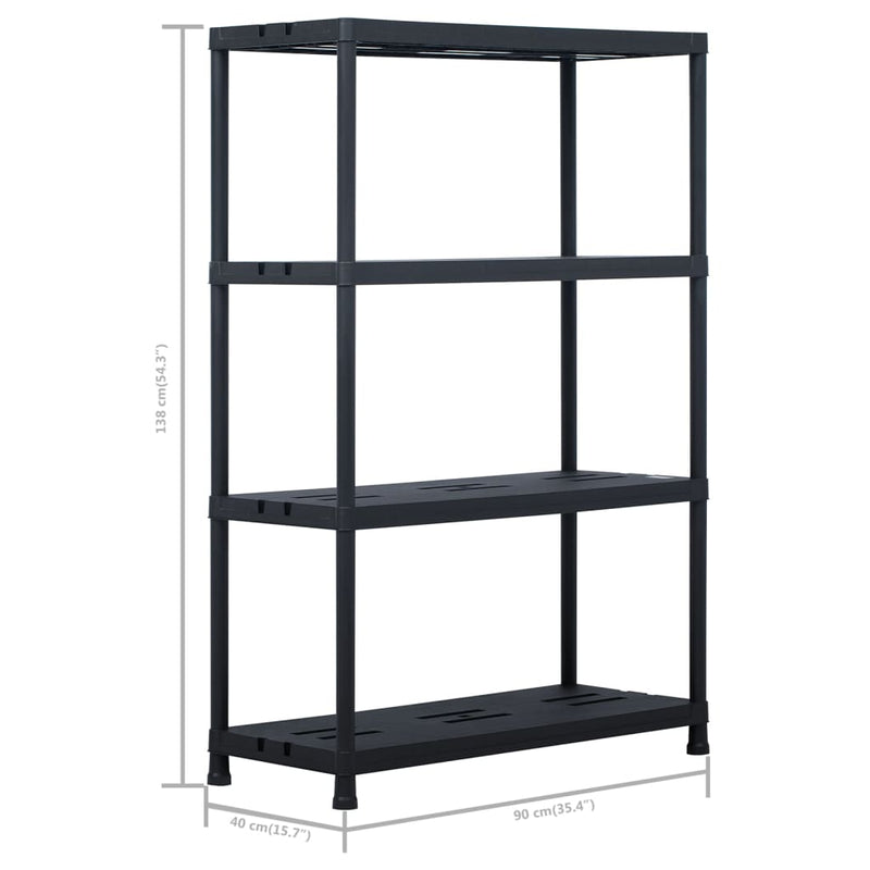 Storage Shelf Racks 2 pcs Black 220 kg 90x40x138 cm Plastic