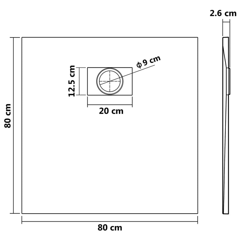 vidaXL Shower Base Tray SMC White 80x80 cm