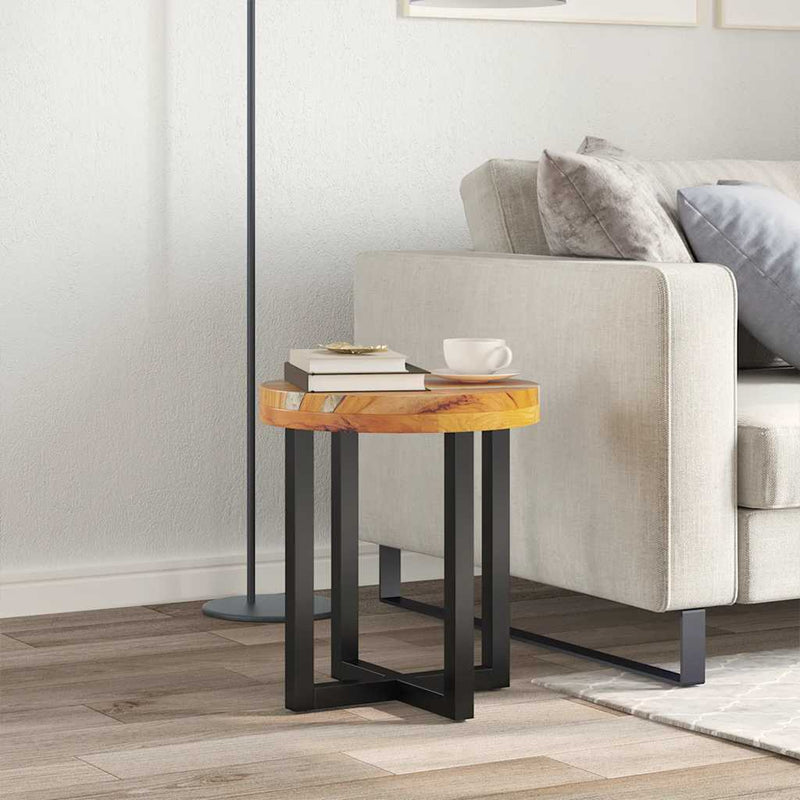 vidaXL Coffee Table 40x45 cm Solid Teak Wood and Polyresin