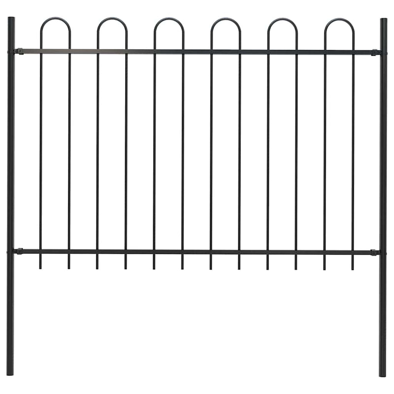vidaXL Garden Fence with Hoop Top Steel 181x120 cm Black