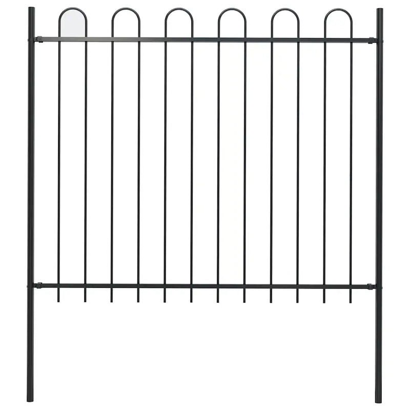 Garden Fence with Hoop Top Steel 181x150 cm Black