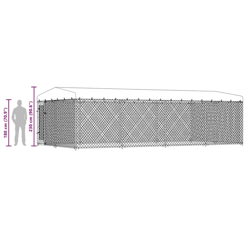 vidaXL Outdoor Dog Kennel with Roof 7.6x3.8x2.3 m