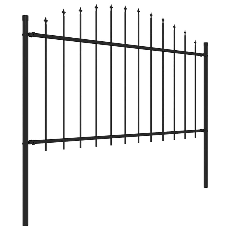 vidaXL Garden Fence with Spear Top Steel 181x150 cm Black