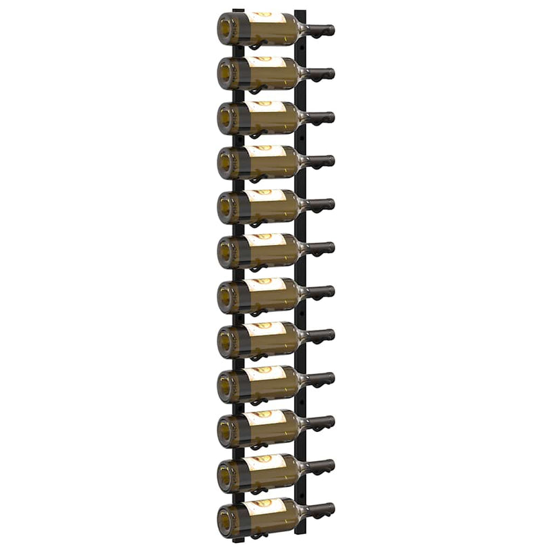 vidaXL Wall Mounted Wine Rack for 12 Bottles Black Iron
