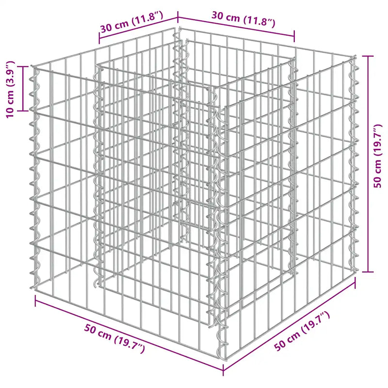 Gabion Raised Bed Galvanised Steel 50x50x50 cm