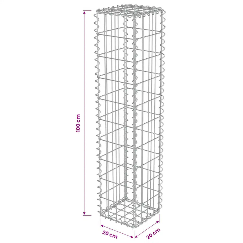 Gabion Wall with Covers Galvanised Steel 20x20x100 cm