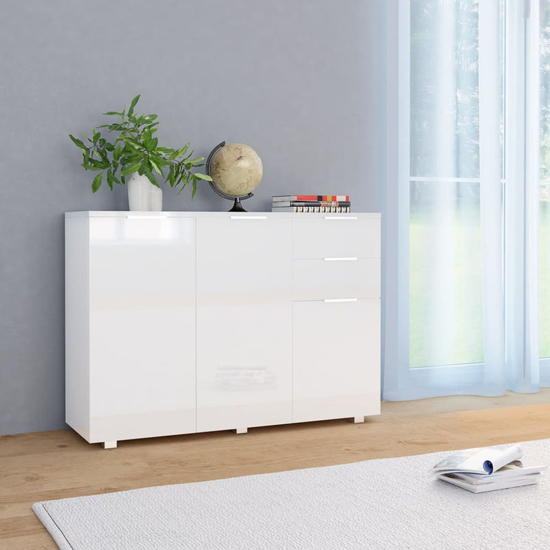 vidaXL Sideboard High Gloss White 107x35x80.5 cm