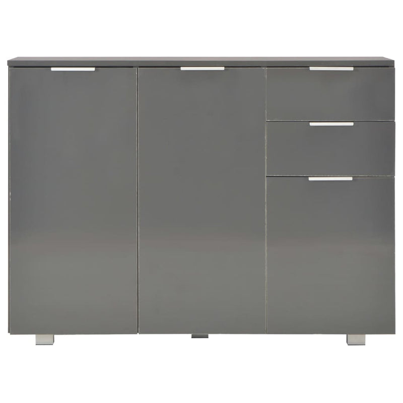 vidaXL Sideboard High Gloss Grey 107x35x80.5 cm