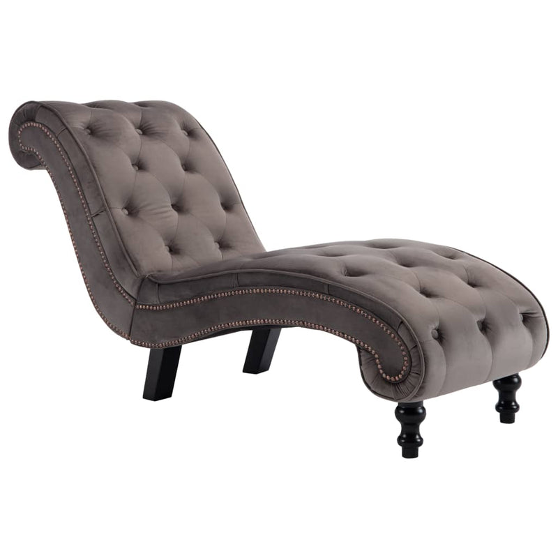 vidaXL Chaise Lounge Grey Velvet