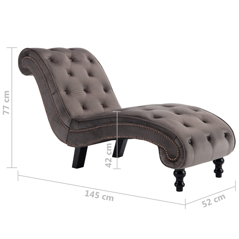 vidaXL Chaise Lounge Grey Velvet