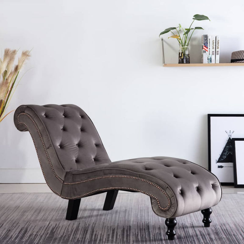 vidaXL Chaise Lounge Grey Velvet