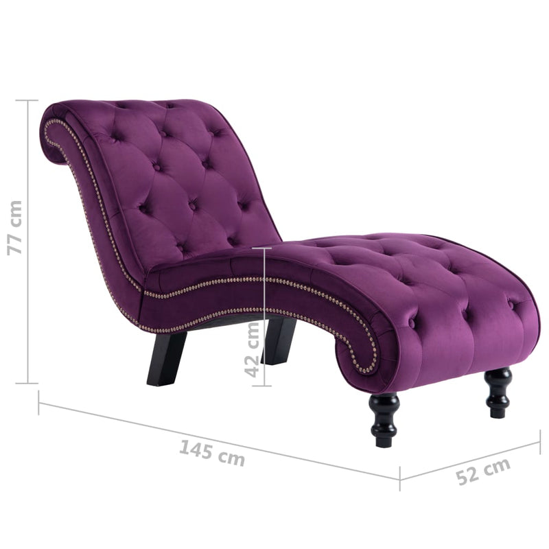 Chaise Lounge Purple Velvet