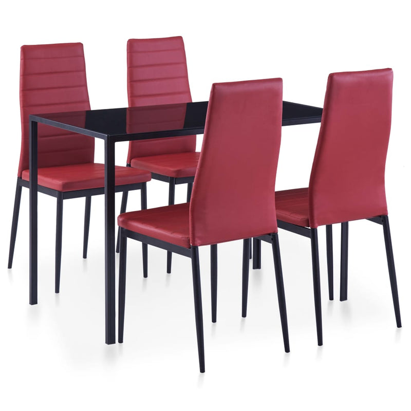 vidaXL Five Piece Dining Set Wine Red
