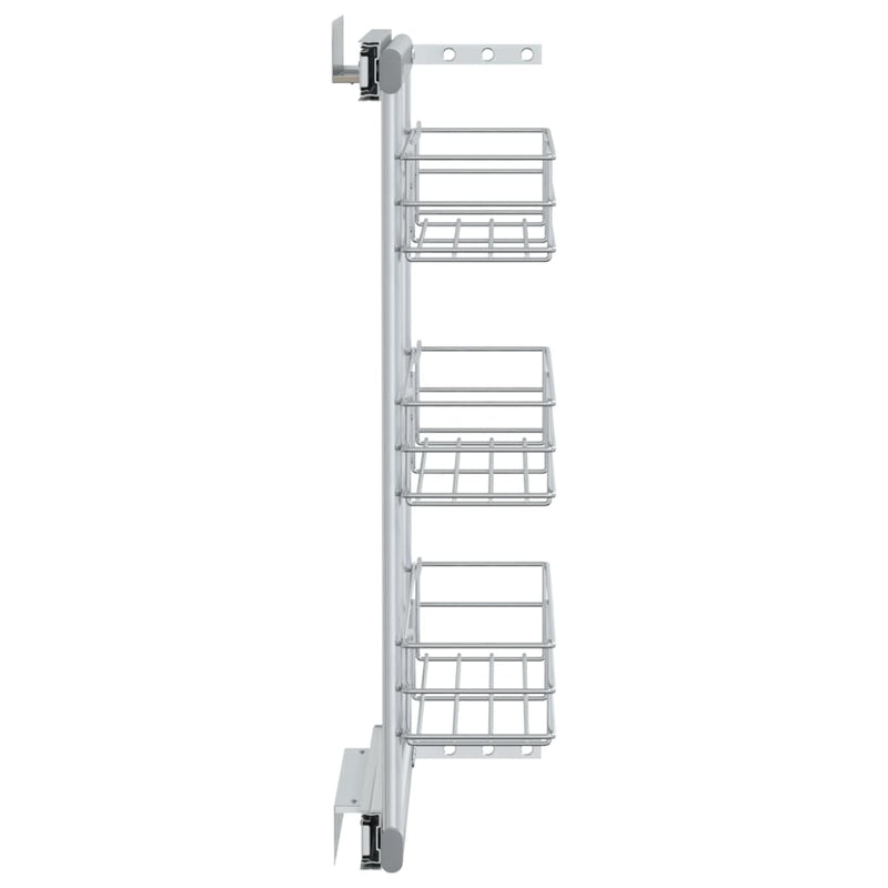 vidaXL 3-Tier Pull-out Kitchen Wire Basket Silver 47x15.5x55.5 cm