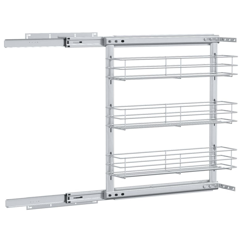 vidaXL 3-Tier Pull-out Kitchen Wire Basket Silver 47x15.5x55.5 cm