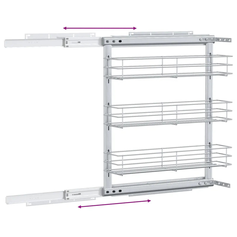 3-Tier Pull-out Kitchen Wire Basket Silver 47x15.5x55.5 cm