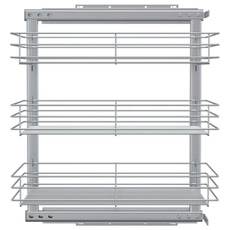vidaXL 3-Tier Pull-out Kitchen Wire Basket Silver 47x35x56 cm