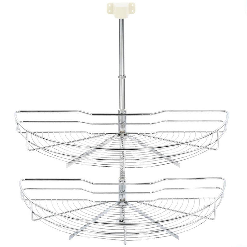 2-Tier Kitchen Wire Basket Silver 180 Degree 75x38x80 cm