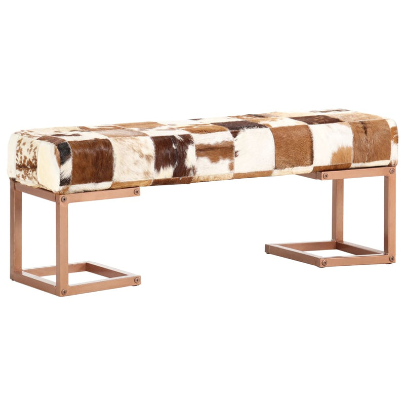 vidaXL Bench 110 cm Brown Patchwork Genuine Goat Leather