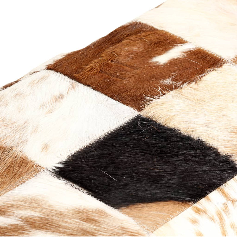 vidaXL Bench 110 cm Brown Patchwork Genuine Goat Leather