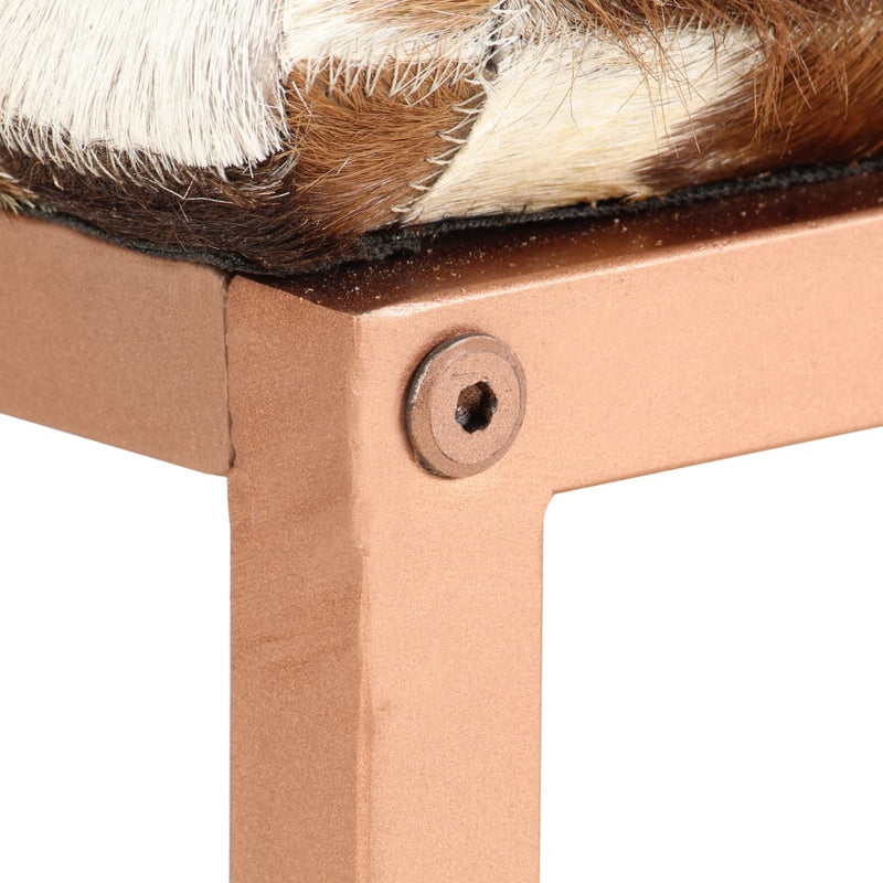 vidaXL Bench 110 cm Brown Patchwork Genuine Goat Leather