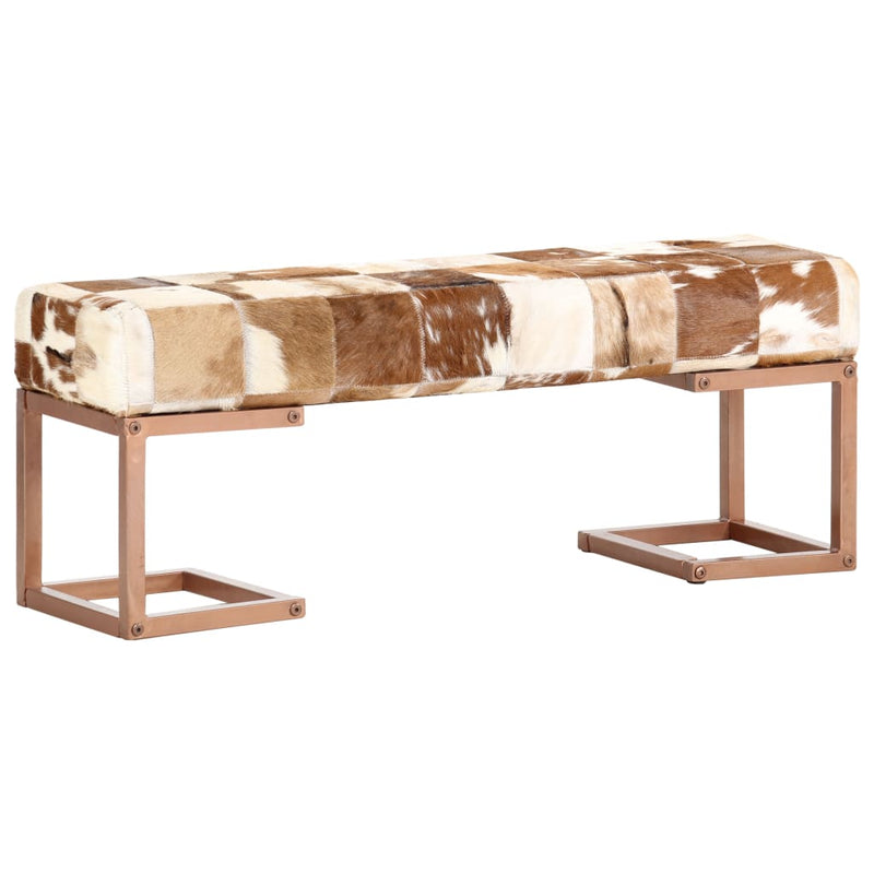 vidaXL Bench 110 cm Brown Patchwork Genuine Goat Leather