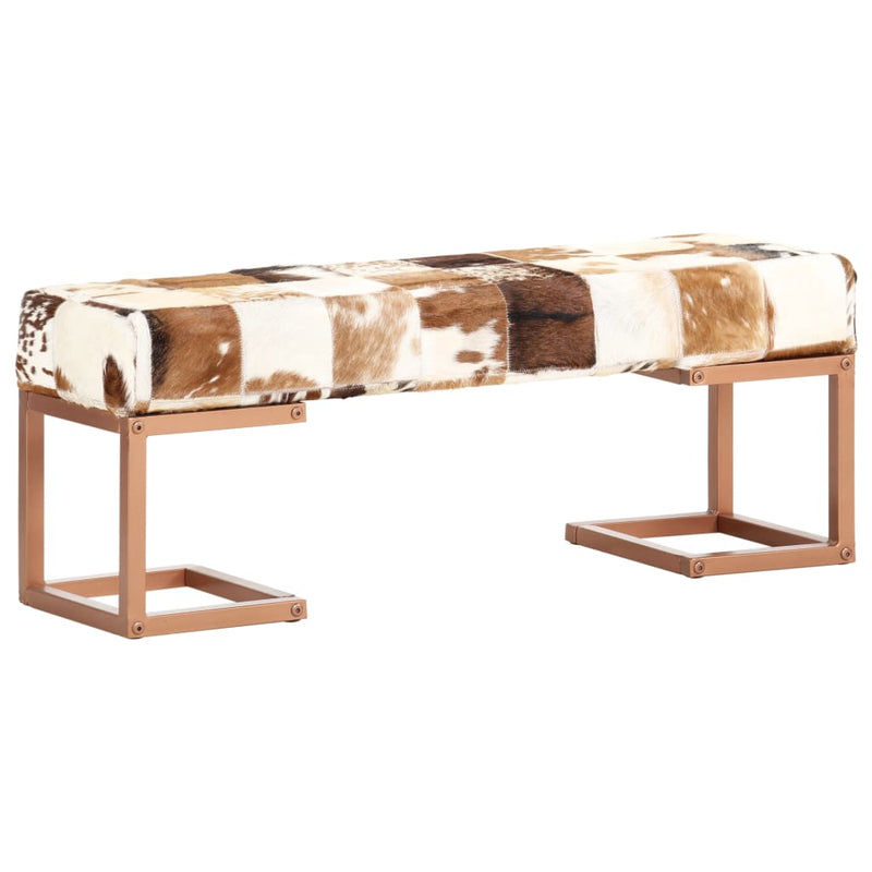 vidaXL Bench 110 cm Brown Patchwork Genuine Goat Leather