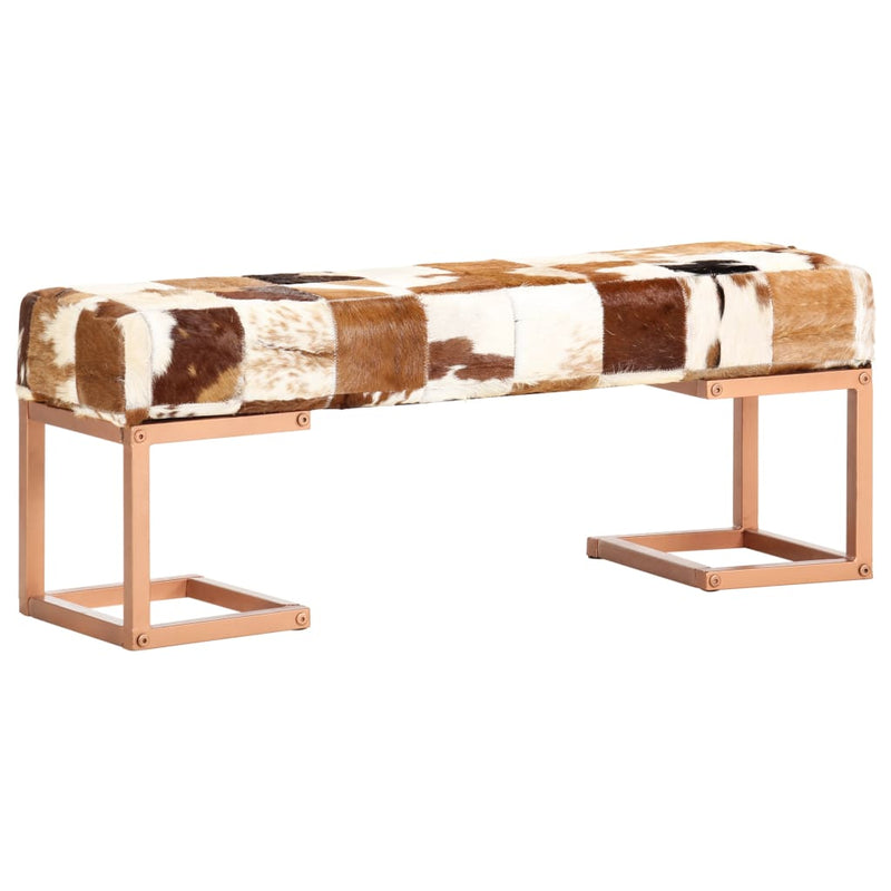 vidaXL Bench 110 cm Brown Patchwork Genuine Goat Leather