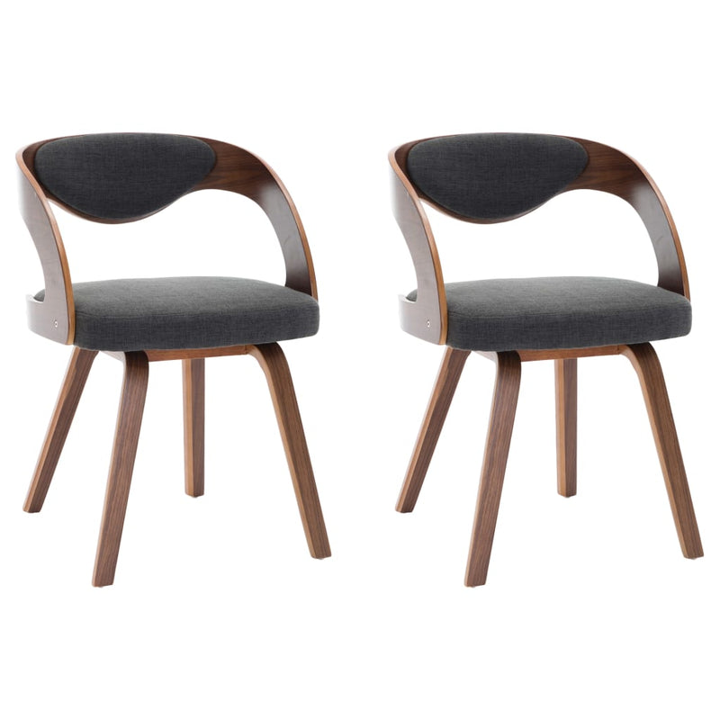 vidaXL Dining Chairs 2 pcs Dark Grey Bent Wood and Fabric