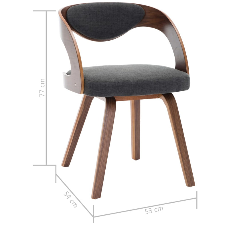 vidaXL Dining Chairs 2 pcs Dark Grey Bent Wood and Fabric