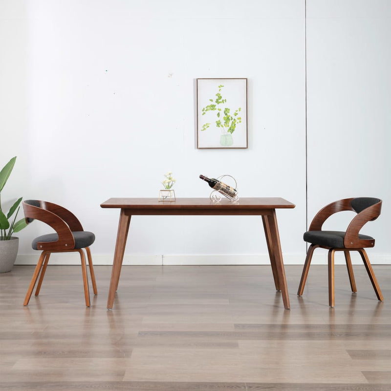 vidaXL Dining Chairs 2 pcs Dark Grey Bent Wood and Fabric