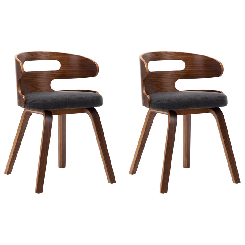 vidaXL Dining Chairs 2 pcs Dark Grey Bent Wood and Fabric