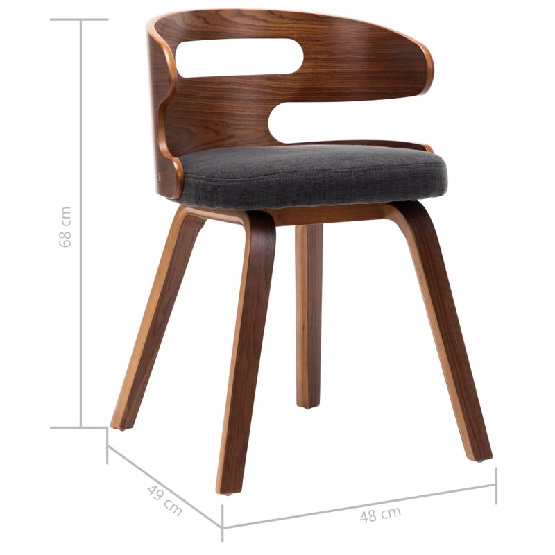 vidaXL Dining Chairs 2 pcs Dark Grey Bent Wood and Fabric