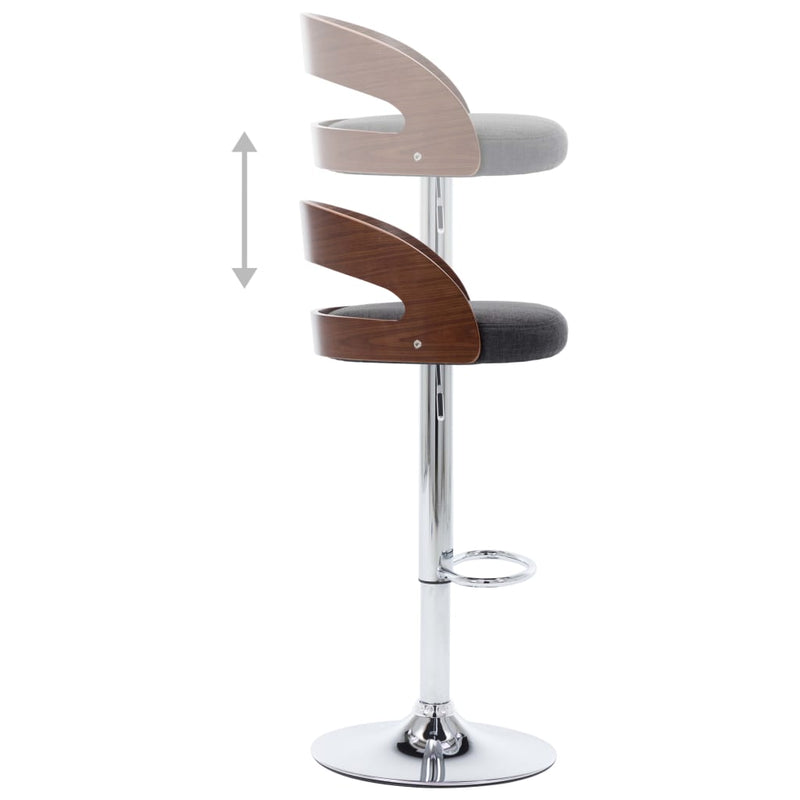 vidaXL Bar Stools 2 pcs Dark Grey Fabric and Bentwood