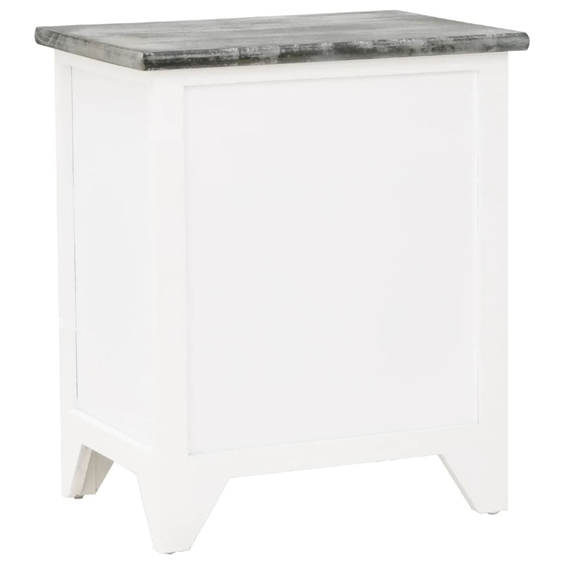 vidaXL Nightstand Grey and White 38x28x45 cm Paulownia Wood