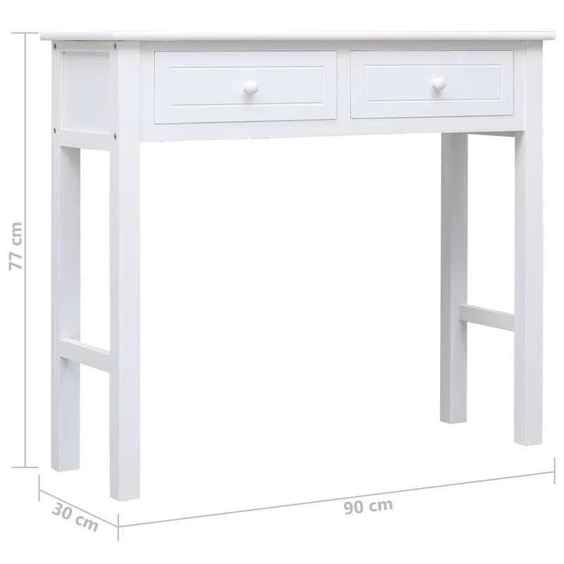 vidaXL Console Table White 90x30x77 cm Wood