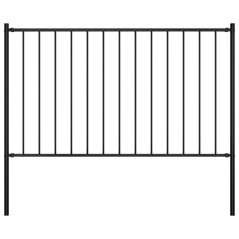 vidaXL Fence Panel with Posts Powder-coated Steel 1.81x1 m Black