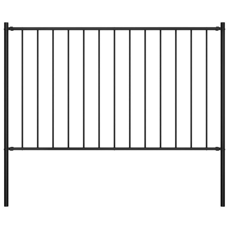 vidaXL Fence Panel with Posts Powder-coated Steel 1.81x1.25 m Black