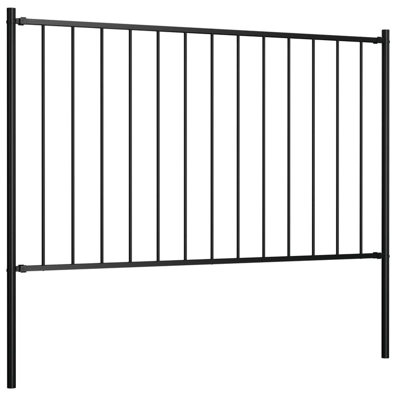vidaXL Fence Panel with Posts Powder-coated Steel 1.81x1.25 m Black