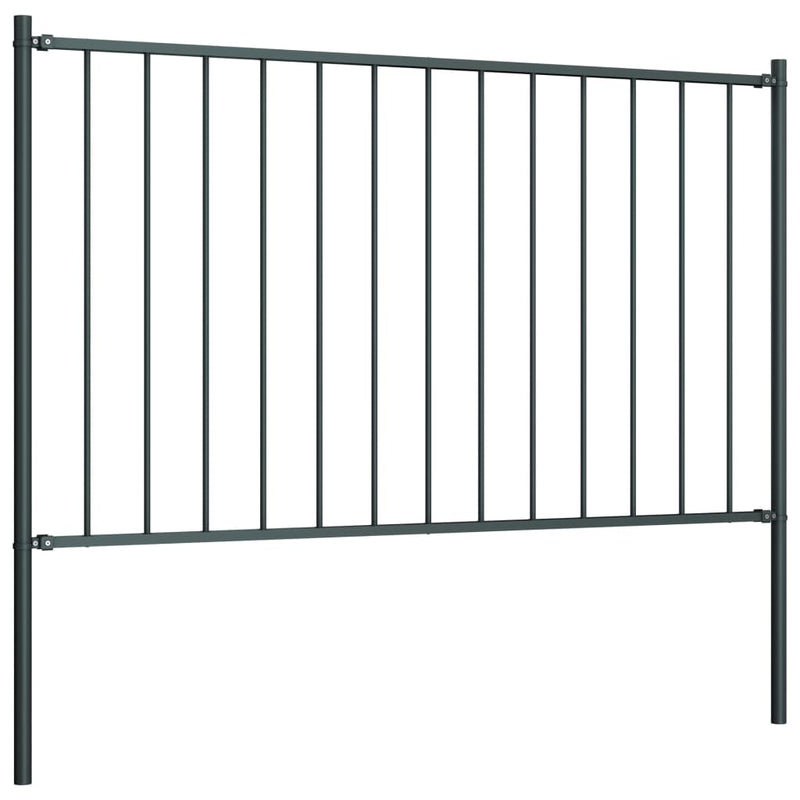 vidaXL Fence Panel with Posts Powder-coated Steel 1.81x1 m Anthracite