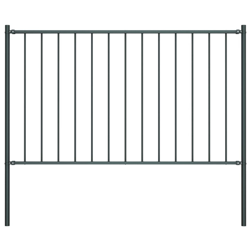 vidaXL Fence Panel with Posts Powder-coated Steel 1.81x1.25 m Anthracite