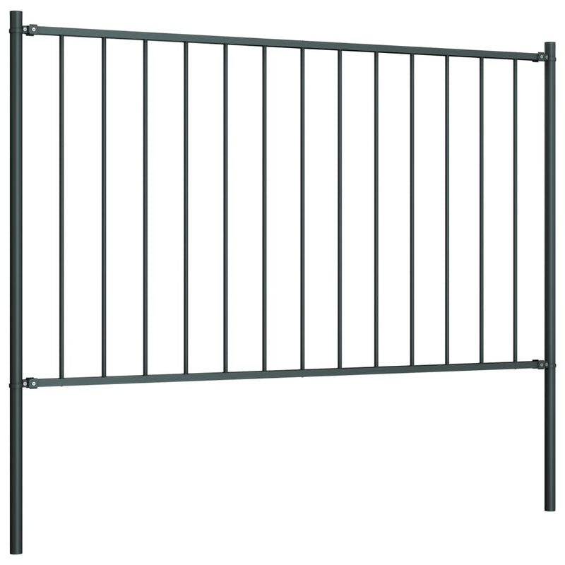 vidaXL Fence Panel with Posts Powder-coated Steel 1.81x1.25 m Anthracite